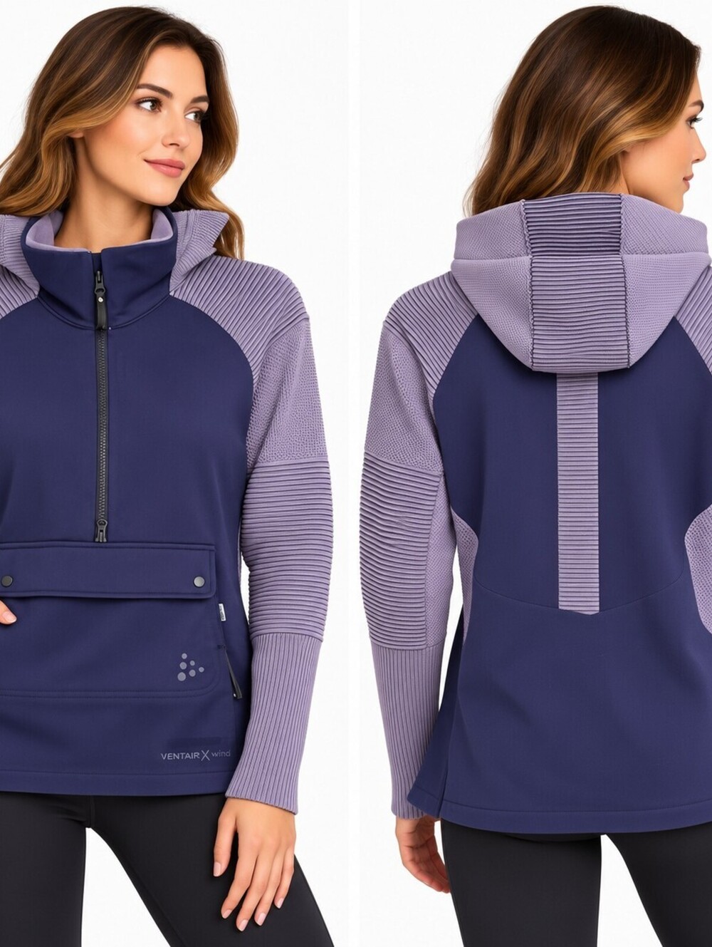 Craft Women's Ventair Wind Hooded Half Zip Pullover Jacket Purple Size M